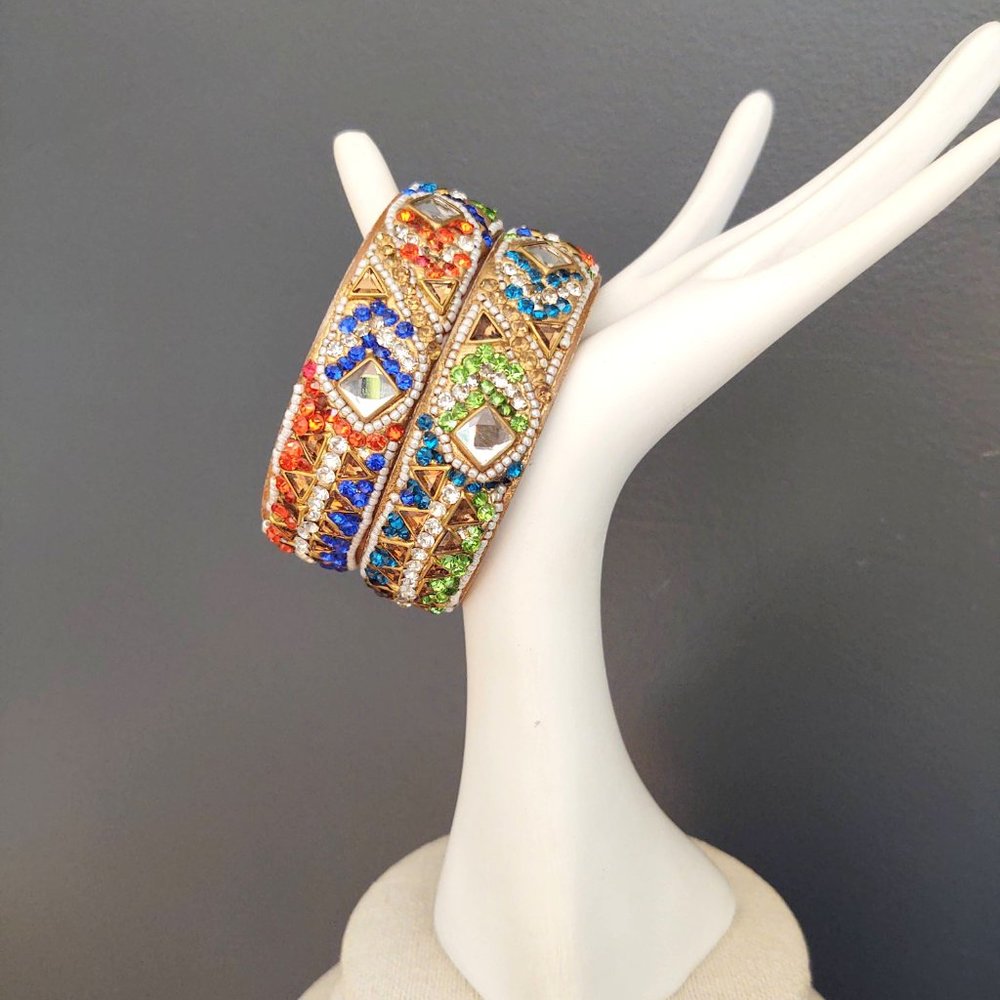 Multi bead bangle bracelets - Picture 2 of 14